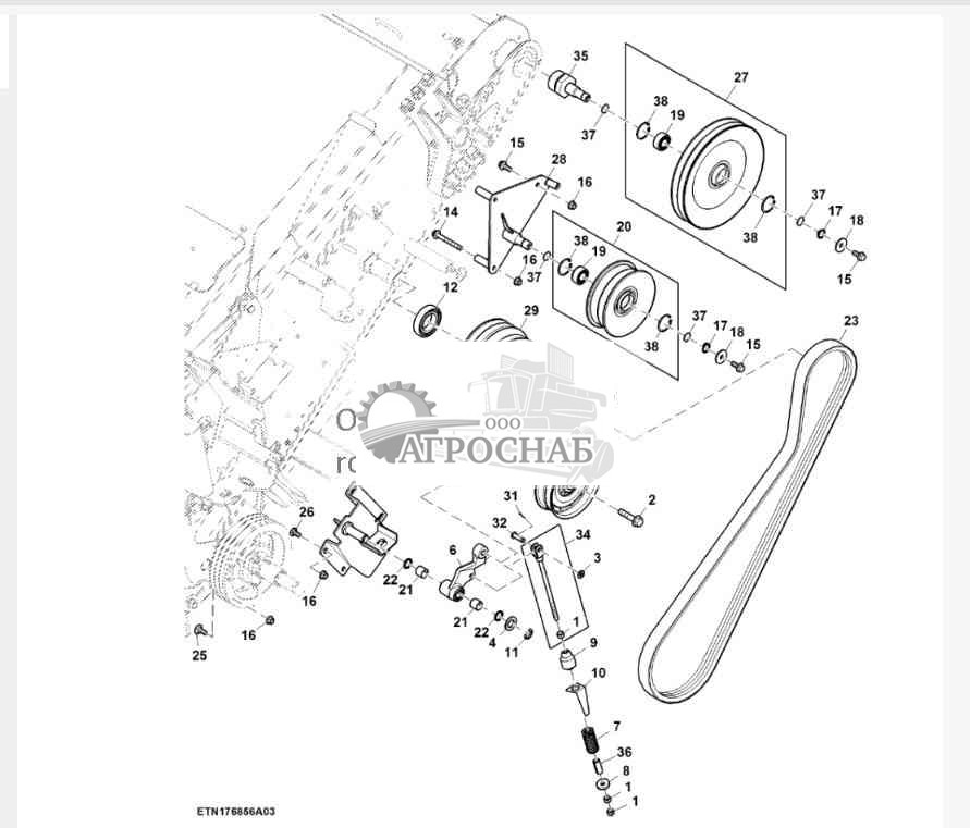 Натяжитель привода наклонной камеры с постоянной скоростью, 2 паза — 2HC 